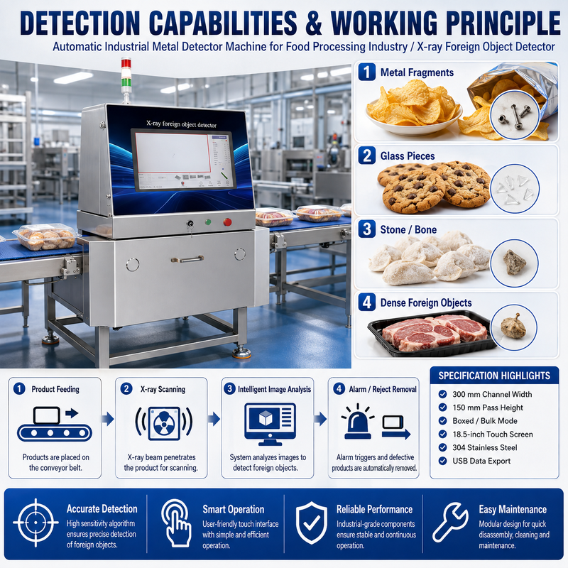 High Sensitivity X-Ray Food Inspection System for Detecting Metal Glass Bone Plastic Foreign Objects